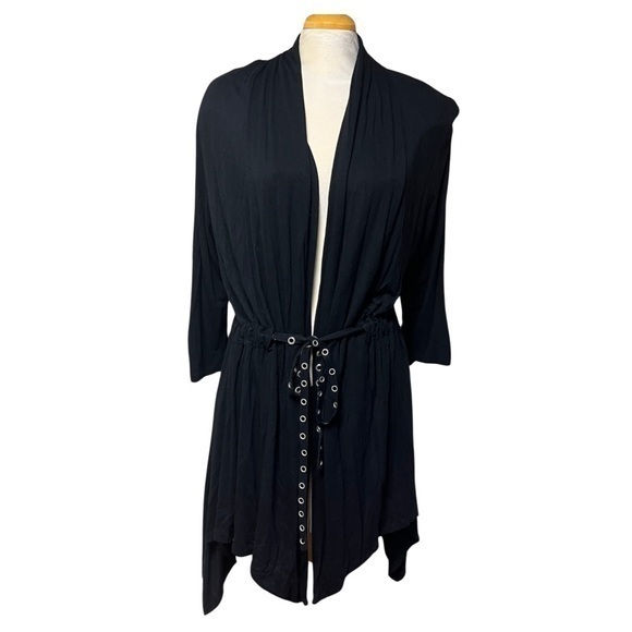 Melanie Lyne Sweaters - Melanie Lyne Women’s Black Tie Waist Cardigan - Size Large